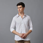 Men’s  White textured High Collar Shirt